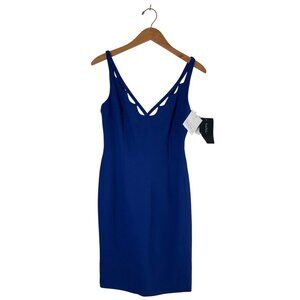 NWT 90s Nicole Miller Womens Size 6 Sheath Dress Bright Blue Crepe Lined Bodycon
